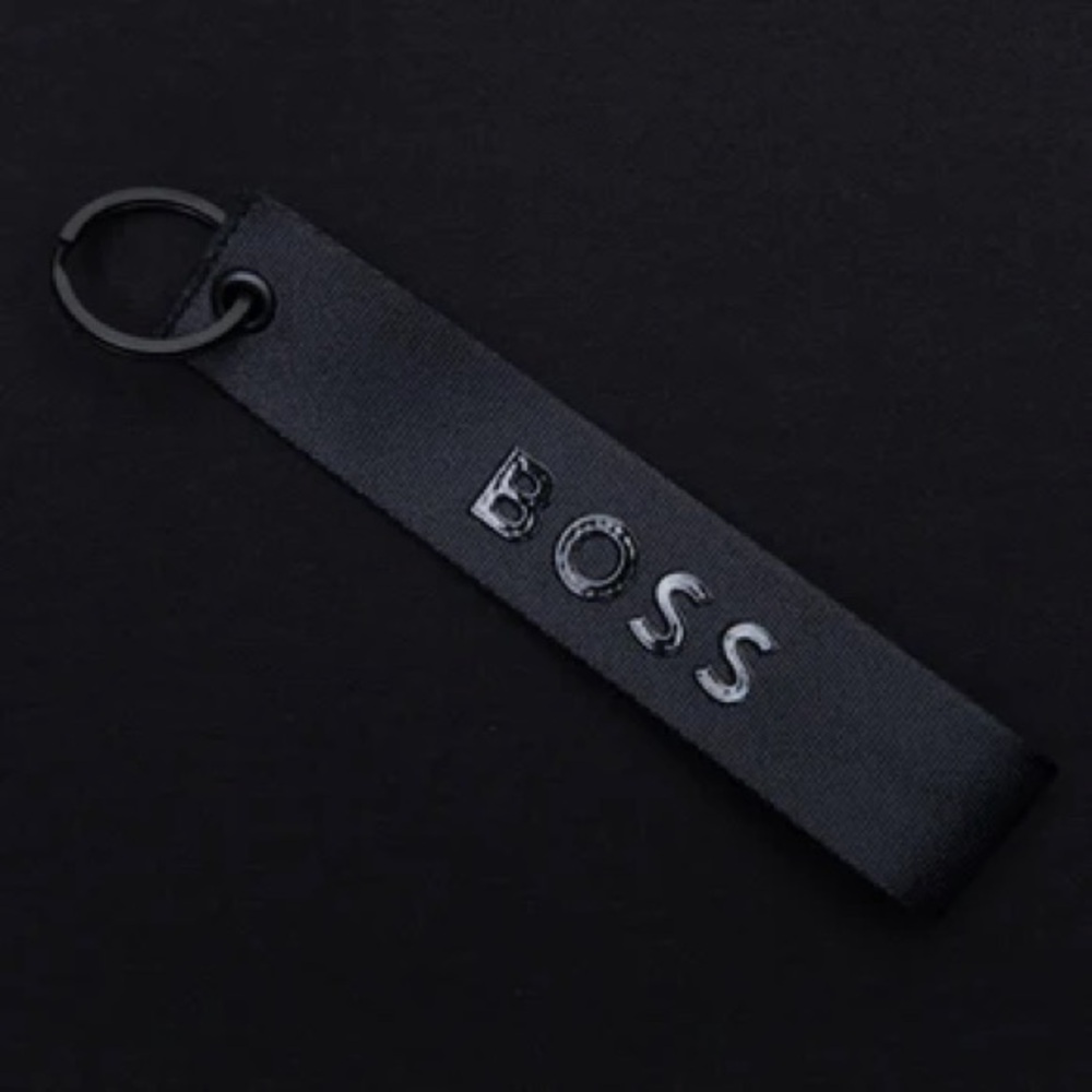 Boss Black Fabric Keychain